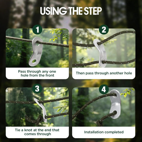 Steps for using 8 Pack 4mm High Reflective Outdoor Guy Lines Ultralight Tent Cords With Aluminum Tensioners for camping gear