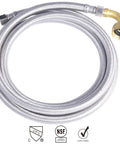 Braided Stainless Steel Dishwasher Connector With 90 Degree Elbow 72 Inch Length 3/8 Inch Compression To 3/8 Inch Compression Lead Free Brass Fittings