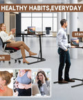 Man using Adjustable Treadmill Desk With Walking Pad Stand For Home Office And Bike Trainer in modern office space.