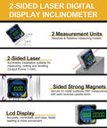 2-Sided Laser Digital Display Inclinometer with LCD for precise measurements and leveling, suitable for carpentry and DIY.