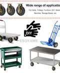 Heavy Duty 8 Inch And 10 Inch Pneumatic Rubber Caster Wheel Set Of 4 Slick Rollin Swivel Casters With Integrated Brakes for carts and furniture.