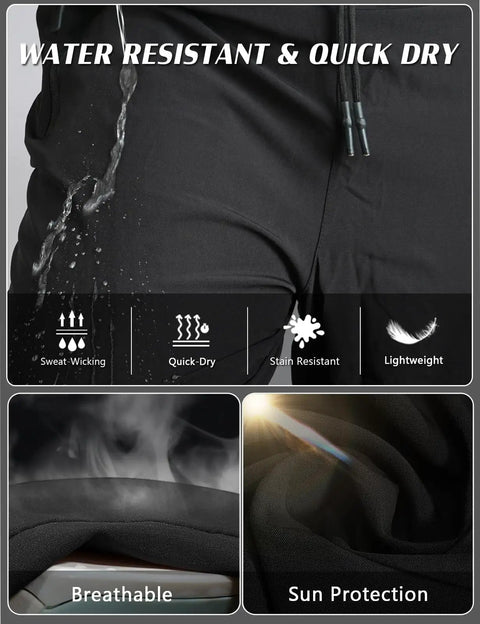 Close-up of Men's Water Resistant Quick Dry Sweatpants For Running And Hiking Lightweight Polyester With Pockets
