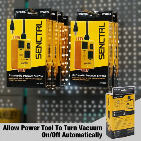 SENCTRL AVS2000 Automatic Vacuum Switch packaging; yellow boxes on store shelf