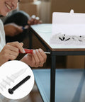 Drywall Anchor Kit With Self-Tapping Screws And Plastic Anchors, Zinc And Plastic Materials, Strong Bond For Lightweight Concrete And Gypsum Walls, 100 Piece Set, Easy To Install And Remove, Great For Shelves And Decor. Anchors and screws in box, installed on shelf