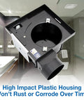 Ceiling Mounted Bathroom Exhaust Fan 100 CFM With Snap In Install showing high impact plastic housing in a modern bathroom