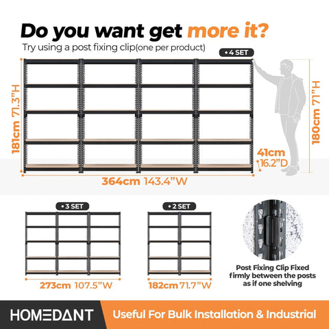 Heavy Duty 5 Tier Garage Shelving Unit With Adjustable Metal Racks 35.9 Inch Wide Standing Storage Shelves Versatile Organizer