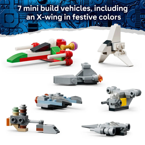 Holiday Lego Star Wars Advent Calendar 2026 Packed With Surprise Buildable Minifigures Behind Every Door Featuring iconic mini build vehicles including X-wing.