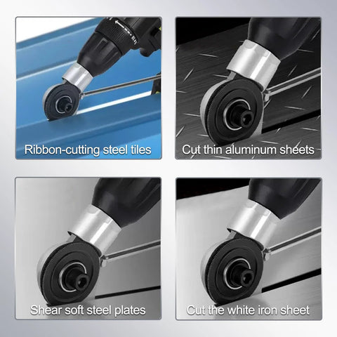 Jikbeed metal nibbler drill attachment for electric drills; cuts steel tiles, thin aluminum sheets, soft steel plates.