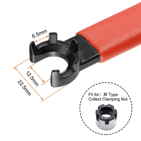 ER16M Collet Chuck Wrench Spanner with Red Non Slip Handle High Carbon Steel Heat Treated Visible Measurements and Fit Guide