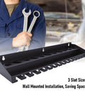 Vice Grip Holder Wall Mount for Pliers in rust-resistant powder coated steel with 3 slot sizes shown in a garage setting.