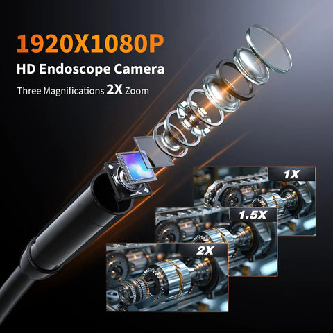 Gear Up For Tight Spots With A Dope 4.3 Inch Endoscope Camera With Light And 1080P HD Imaging showing 2X zoom magnification