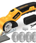 Heavy Duty Electric Box Cutter With 3000Mah Rechargeable Battery And Four Sharp Blades, cutting fabric with LED light.