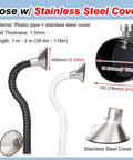 Universal Fume Extraction Arm With Flexible Tubing And Swivel Nozzle Kit For Trade Shop Smoke Capture And Beauty Studio Cleanup 1.5 Meter Reach Quick Twist Valve Keeps Your Workspace Crisp, showcasing plastic and stainless steel design.