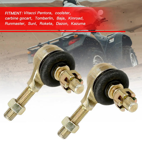 10mm Left And Right Go Kart Tie Rods Set For Taotao 125cc And 110cc Dirt Bike Durable Replacement Steering Linkage For Chinese Mini Quads And ATVs Heavy Duty, shown with 10mm threaded ball joints
