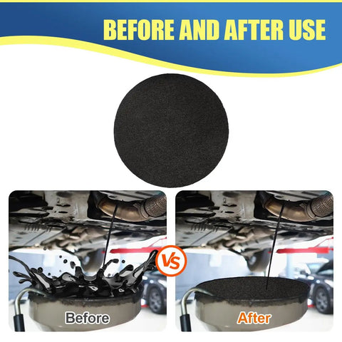 Round Oil Drain Splash Pad 15 Inch Heat Resistant No Mess No Splatter Mat For Car Oil Changes And Transmission Drain Pan Garage Ready For Mechanics And Auto Repairs For Any Garage, round black PET pad