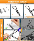 Installation guide for Outdoor String Light Hanging Kit With 182 Ft 7x7 Stainless Steel Wire Rope, turnbuckle, and hooks.