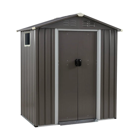 Outdoor Metal Tool Shed 5x3x6 Ft With Lockable Door And Side Window Waterproof Steel Garden Storage Shed For Backyard Patio And Lawn Heavy Duty Gray Utility Shelter For Tools Equipment And Outdoor Gear