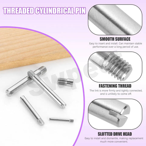 Pro Grade 48 Pcs M4 Dowel Pin Kit With Slotted Pins In 6 Sizes M4x6/10/16/20/25/30mm, 304 Stainless Steel External Thread Cylindrical Pin