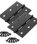 Two 3-inch black stainless steel folding door hinges with 12 screws