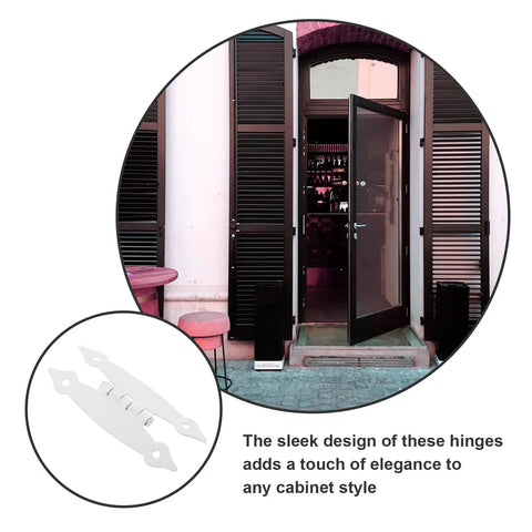 Premium White Metal H Shape Cabinet Door Hinges For Interior Cabinets And Furniture Doors With 89x37x1.2mm Flush Mount Corner Hinge Replacement Hardware For Smooth Silent Operation No Squeak shown in a stylish room setting