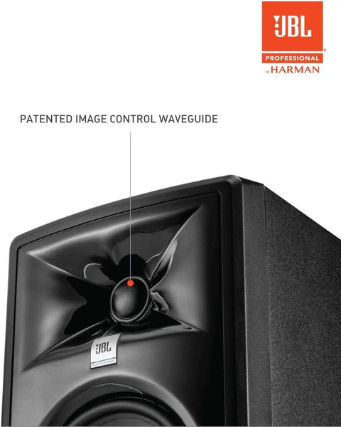 Close-up of Two 305P MkII 5 Inch 2-Way Active Studio Monitors with Image Control Waveguide for Precision Mixing.