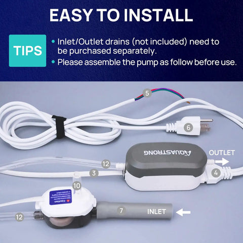 High Performance Condensate Pump For Air Conditioners, Furnaces And Dehumidifiers With Auto Safety Switch No Brainer Easy Install