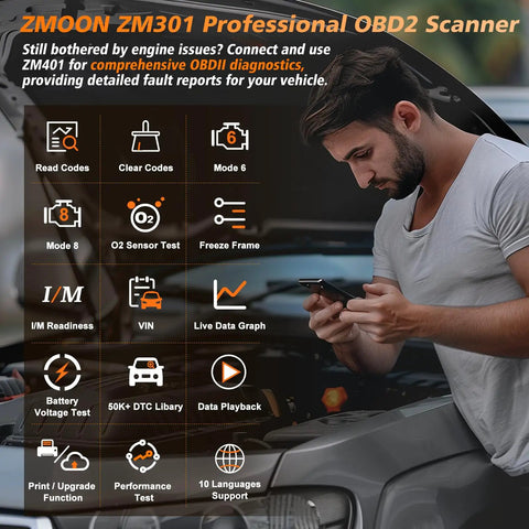 All Cars After 1996 OBD2 Diagnostic Scanner Tool With Live Data Graphs Read And Clear Codes MIL Off Freeze Frame IM Readiness