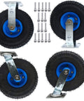 Beefy Heavy Duty Caster Wheels Set With Top Plate Swivel And Fixed Casters for furniture and workbench, with bolts, showing all four wheels