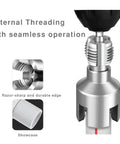 Integrated Internal And External PVC Pipe Threading Tool Kit With Sealant Tape Dual Function Threader showing external threading.