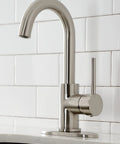 Concord Bar Faucet Brushed Nickel, Deck Mount 1-Hole Install With Cover Plate, Drip-Free Ceramic Disc Cartridge