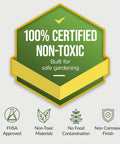 100% Certified Non-Toxic badge for Elevated Galvanized Raised Garden Bed 72x24x30 Inches No Toxic Materials For Safe Veggie Garden And Herbs