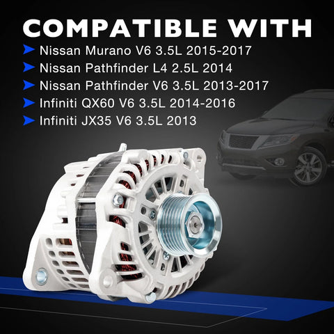 Drop In 12V 150A Alternator Replacement For Murano 2015 2017 Pathfinder 2013 2017 Infiniti QX60 2014 2016 JX35 2013