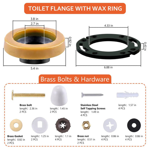 Fix That Leaky Toilet Mess Once And For All With This Heavy Duty Flange Repair Kit And Wax Ring Designed For 3 Or 4 Inch Waste Pipes. Includes dimensions and hardware.