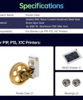 Panda Claw Extruder Brass Gear Upgrade For Bambu-Lab P1P P1S X1C X1E with golden RNC nano-coated hardened steel gear