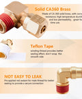220-piece brass DOT air fittings kit with push-to-connect adapters; includes 1/4–1/2 in NPT, red thread sealant tape, white Teflon tape