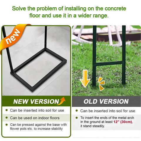 Comparison of new and old base for Sturdy Garden Pergola Arch With No Fuss Base For Climbing Plants Four Point Six Feet Wide And Seven Point Nine Feet Tall Easy Setup Wind Resistant Ideal Bridal Party Backdrop For Weddings And Outdoor Gardens