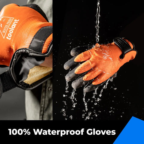 100% Waterproof Winter Work Gloves For Men And Women With Thermal Insulation Double Layer Fully Dipped Latex For Maximum Grippy Touchscreen Compatibility Cold Weather Outdoor And Freezer Use Orange Large