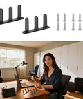 Universal Black Sliding Door Bottom Guides Set, 4 Pack With Screws, ABS Floor Track Roller Guides For 1-3/8 Inch Doors in office setting