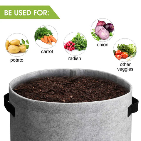Top view of Potato Grow Bags With Flap 10 Gallon 4 Pack Planter Pots With Handles And Harvest Window For Potatoes Tomatoes And Vegetables