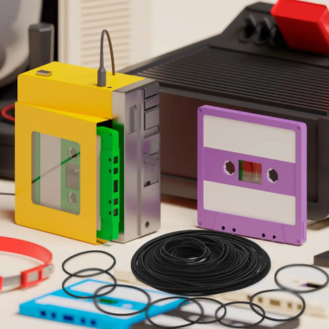50 Pcs Cassette Recorder Rubber Belts Repair Kit 1mm Wide Fits 40 To 135mm Mix Flat Belts with old school player.