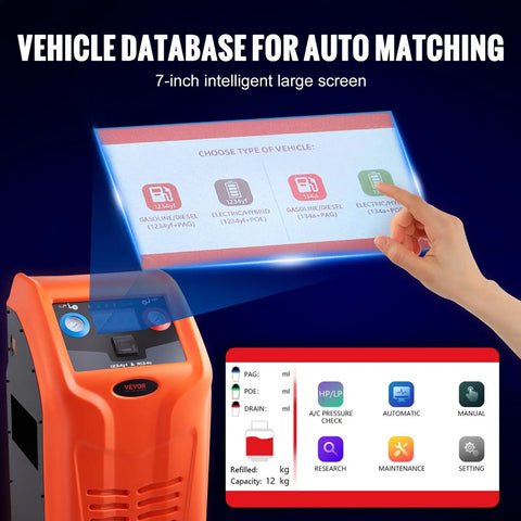 Fully Automatic Refrigerant Recovery Machine For R134A And R1234YF AC Systems, Heavy Duty Hvac Refrigerant Recycling Kit With Built In Digital Scale Compressor And Tank, Works Like A Charm For No Sweat AC Tune Ups And Leak Fixing