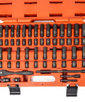 Quarter Inch Drive Impact Socket Set 54 Piece Metric And Standard Deep And Shallow Sockets In Heavy Duty Chrome Vanadium Steel