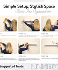 Step-by-step installation of White Floating Wall Shelf With Picture Ledge Easy To Install No Fuss To Remove Modern MDF Shelves