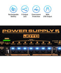Built In 4400mAh Battery Gig Ready Pedalboard Power Supply With Eight 9V 12V 18V Outputs And 5V 1A USB Port, LED indicators