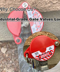 Red Outdoor Gate Valve Lockout Kit 2 Pack Safety Padlocks For Hose Bibs And Water Spigots in use on garden faucet