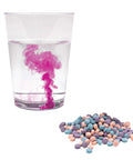 True Color Fizzers Tub Tint Tablets Pack for Water Coloring with fizzing tablet in glass, pink color dispersion visible