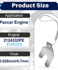 Two-piece CuraceQ Paccar engine brake feeler gauge tool, stainless steel, 0.7 mm thick with braided lanyard