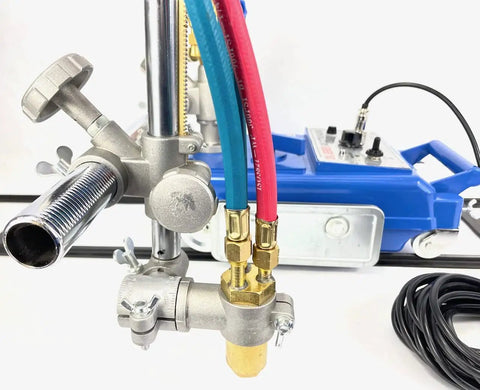 CG 30 Straight Line 12ft Track Torch Kit with 120V motor, torch head, and hoses for metal cutting and beveling system