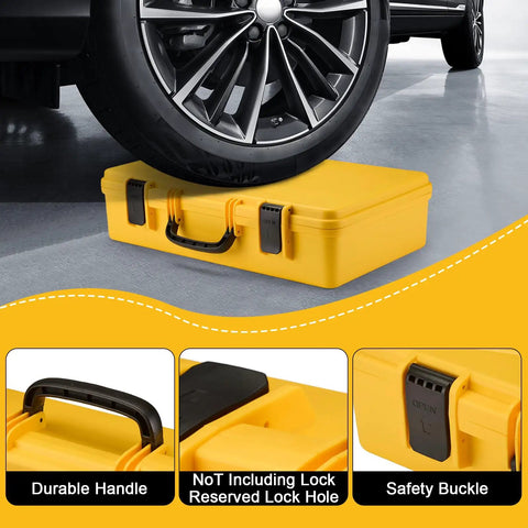 Beefy Hard Shell Case For 20V Max Grease Gun Kit DCGG571M1 DCGG571B With High Density Foam under car wheel showing durability.