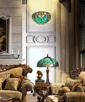 Soft Glow Tiffany Style Wall Sconce In Sea Green Stained Glass With One Light Vintage Victorian Ambience For Cozy Homes